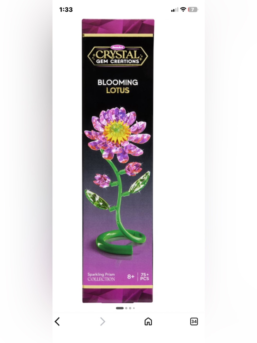 Crystal Gem Creations Sparkling Prism Crystal Flower - Purple & Green